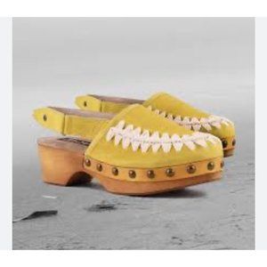 mou Suede Wooden Slingback Mules Clogs